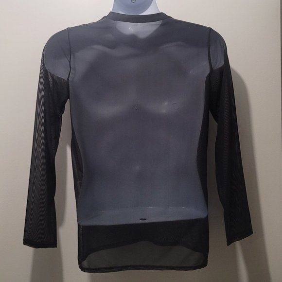 DNA MIAMI Shirts Mens Black See Through Long Sleeve Clubwear Shirt